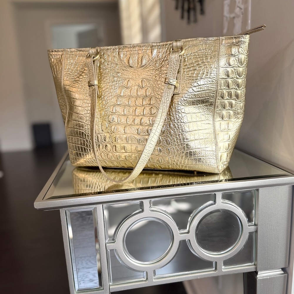 Brahmin Gold Leather Tote Bag - Picture 4 of 12